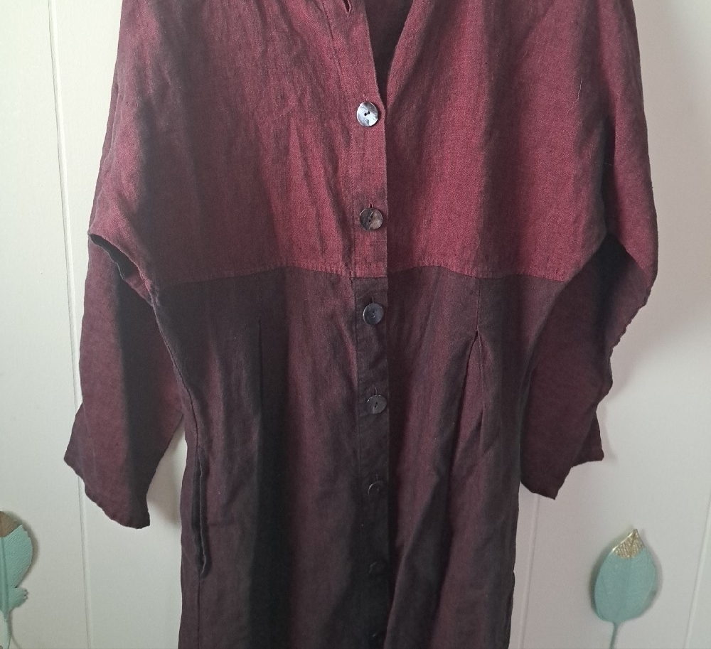 J. Jill Burgundy Long Sleeve Button Dress - Picture 2 of 3